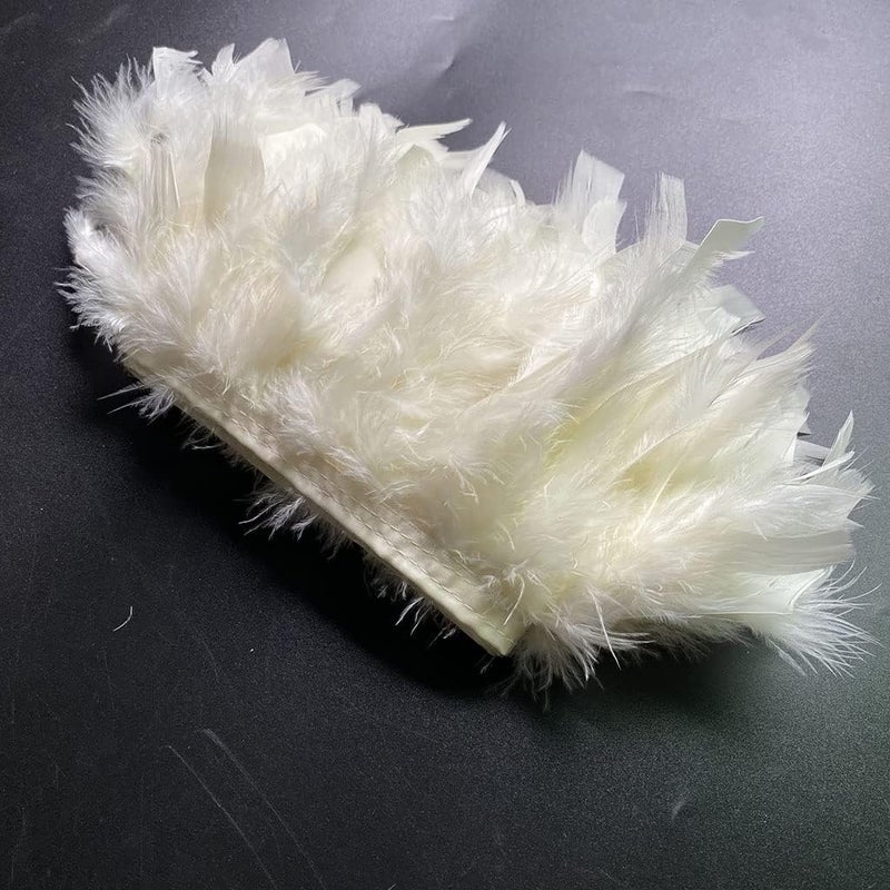 Shekyeon Turkey Feathers Fringe Trim for Party Clothing DIY Sewing Crafts Decoration Pack of 2 Yards (Ivory) - Image 5